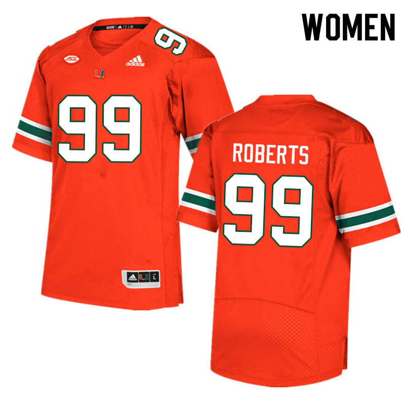 Women #99 Elijah Roberts Miami Hurricanes College Football Jerseys Sale-Orange - Click Image to Close